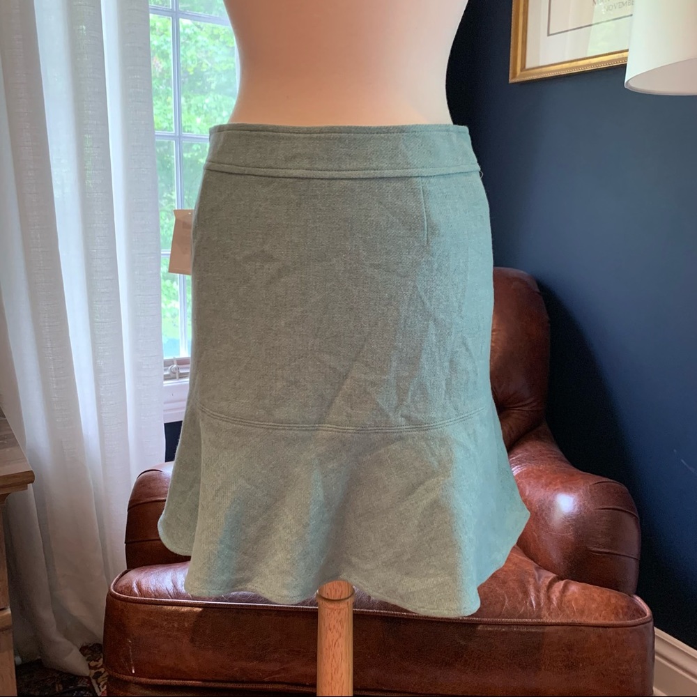 Gap Turquoise Pencil Flounce Wool Miniskirt 6